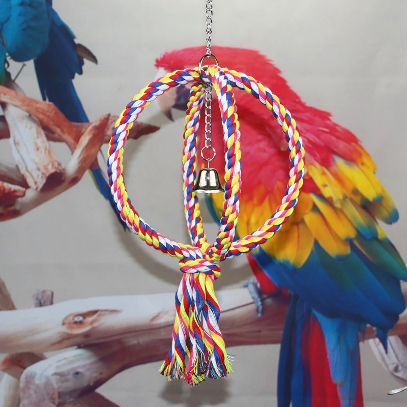 Bird Swing Toy with Bell Colorful Bird Toy Swing Perch Play Gym Climbing Chewing Balloon Toy for Parrot Parakeet Cockatiel Conure Wbb17428