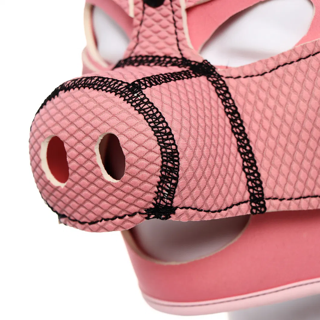 PU Leather Pet Cosplay Slave Restraint Bondage Sex Toys for Couples Cute Pink Pig Headgear Erotic Hood