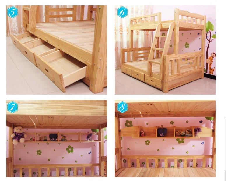 Solid Wood Bunk Bed Simple Bunk Bed Kids Bed (M-X1033)