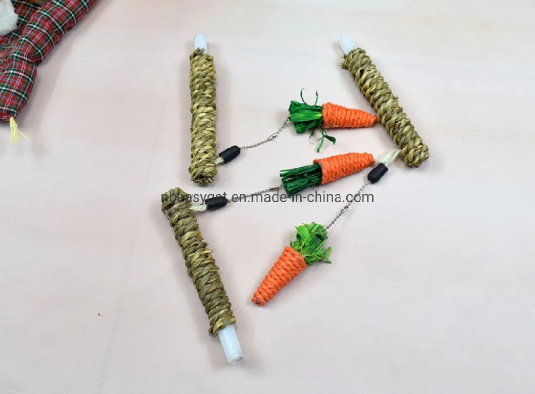 Pet Interactive Carrot Shaped Climbing Tree, Rattan Grass Scratcher Handwoven Cats Rabbit Hamster Toy Esg16601