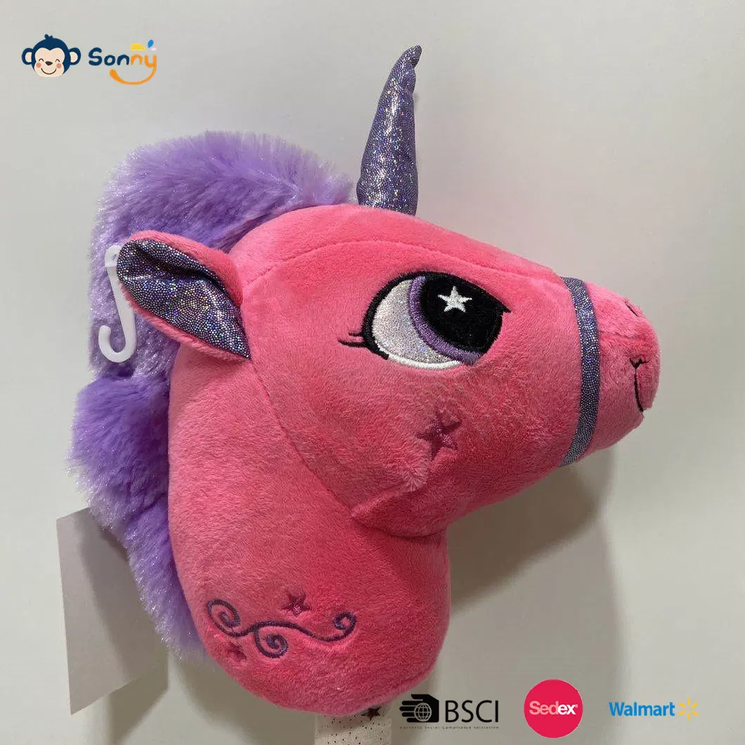 20 Cm New Animal Unicorn Head W/ Stick Plush Toy Best Gifts for Family Fun &amp; Education