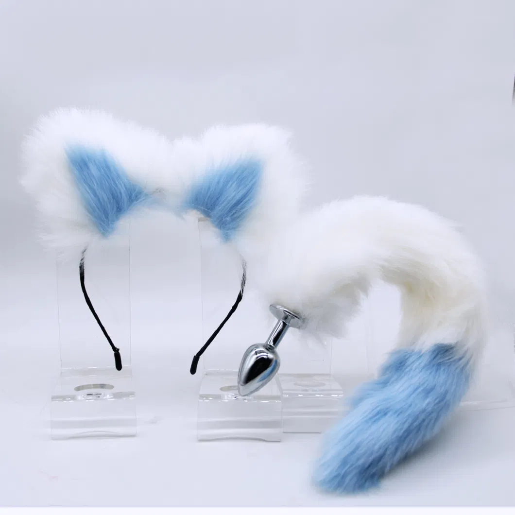 Bdsm Roleplay Games Beatiful Animal Long Fox Tail with Cat Ear Clip Couples Flirting Love Games Anal Butt Plug Sex Toy