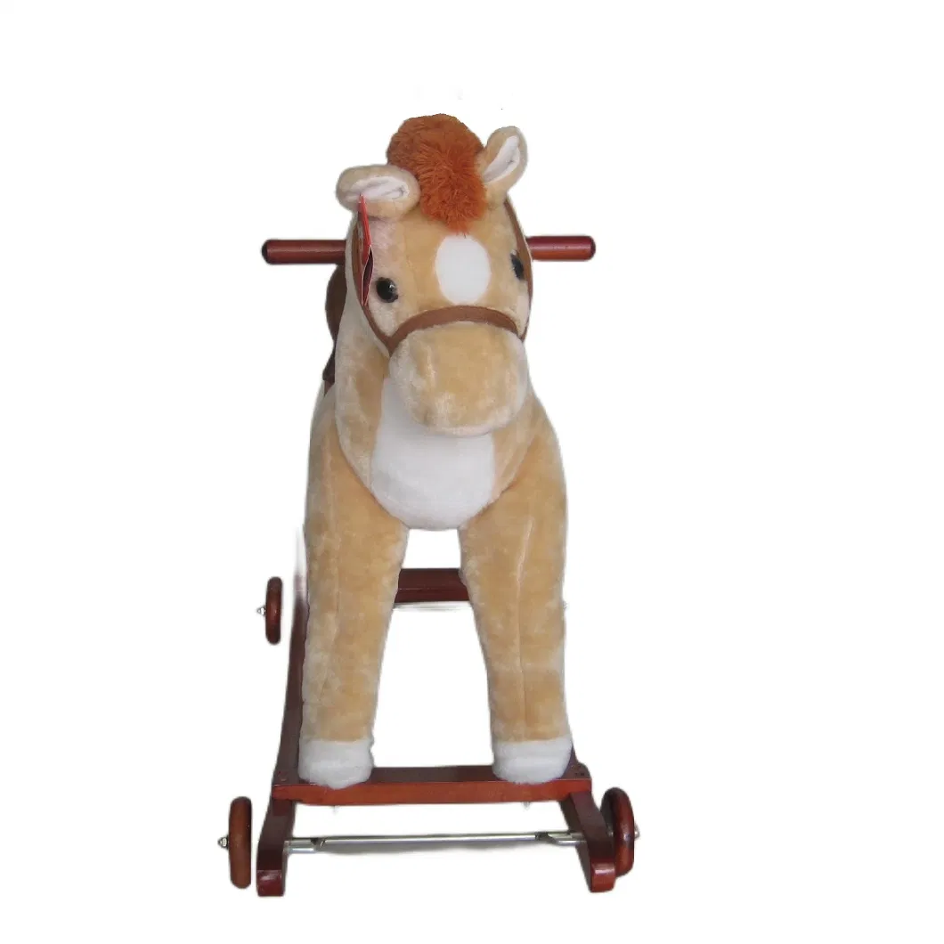 Custom Ride on Plush Trojan Kids Baby Wooden Rocking Horse Chair Toy