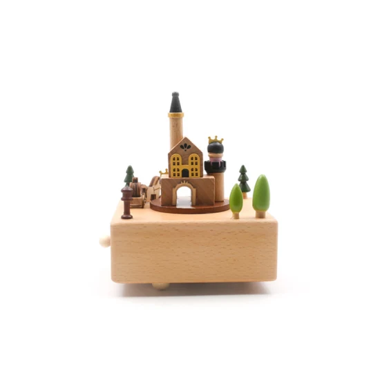 New Design Wooden Princess Castle Music Box Toy
