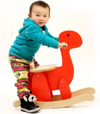 Wooden Rocking Horse with Removeable Safety Pad Green/Blue/Red