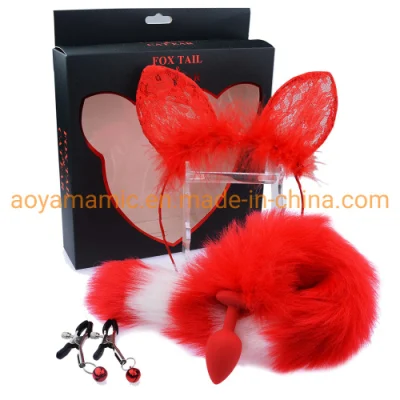 Bdsm Roleplay Games Beatiful Animal Long Fox Tail with Cat Ear Clip Couples Flirting Love Games Anal Plug Sex Toy