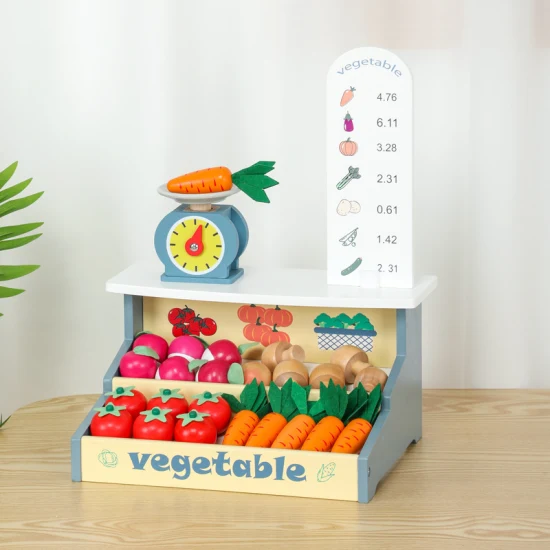 High Simulation Pretend Play Mini Vegetable Selling Store Wooden Toys